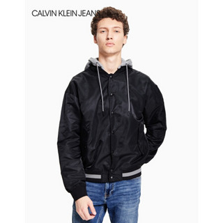CK Jeans 2020春夏款 男装时尚抽绳连帽单夹克 J314432 BAE-黑色 XL