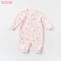 davebella戴维贝拉2020秋装新品新生儿衣服婴儿连体衣 初生儿爬服 粉底印花 80cm(建议身高73-80cm)