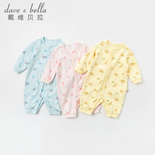 davebella戴维贝拉2020秋装新品新生儿衣服婴儿连体衣 初生儿爬服 粉底印花 80cm（建议身高73-80cm）