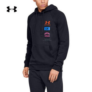 安德玛官方UA Rival Fleece运动连帽卫衣男女同款Under Armour1355639 黑色001 男码M/女码L