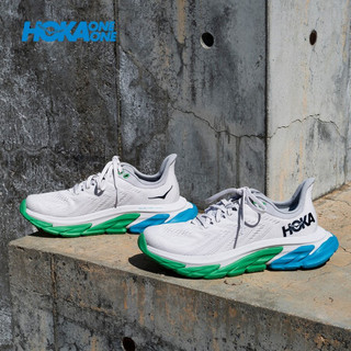 HOKA ONE ONE男Clifton Edge克利夫顿先锋公路跑步鞋回弹缓冲减震轻便透气运动鞋新 云雾灰/荆棘绿 US 7.5 /255mm