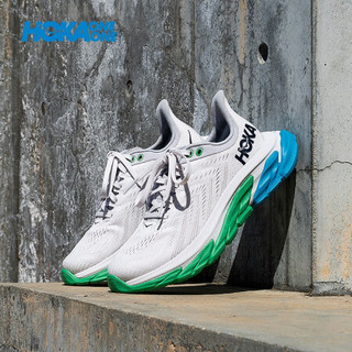 HOKA ONE ONE男Clifton Edge克利夫顿先锋公路跑步鞋回弹缓冲减震轻便透气运动鞋新 云雾灰/荆棘绿 US 7.5 /255mm