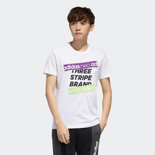 阿迪达斯官网 adidas neo M FAVES TEE 男装运动短袖T恤FP7359 白/荣耀紫 A/XS(170/88A)