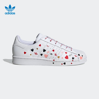 阿迪达斯官网adidas 三叶草 SUPERSTAR W男女鞋爱心款经典运动鞋FV3289 白/一号黑/荣耀粉 37(230mm)