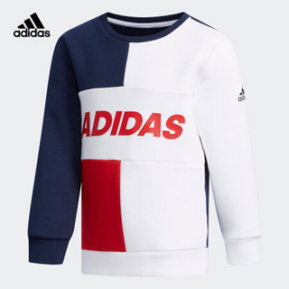 阿迪达斯官网 adidas LB CREW SWEAT 小童装训练套头卫衣EH4056 白/学院藏青蓝 128CM