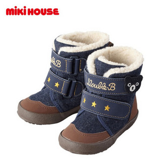 Mikihouse Double_B 2020新款保暖防滑二段学步保暖靴63-9301-972 靛蓝色 16CM