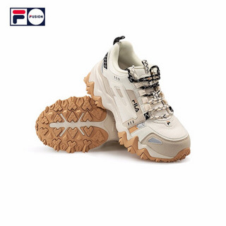 FILA FUSION女鞋老爹鞋2020秋冬新品休闲百搭跑鞋复古运动鞋 微白/燕麦色-WO 37.5