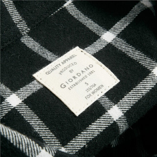 佐丹奴（Giordano） 衬衫 衬衫法兰绒棉质双贴袋休闲衬衫05340886  05标志黑/皎白 大码