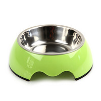 宠百思（PETBEST）宠物狗狗猫咪食用碗喝水碗可拆分两用不锈钢碗狗盆猫盆饭碗 绿色 L-大型
