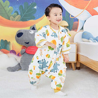 米乐鱼 儿童睡袋婴儿抱被宝宝加厚款防踢被可拆袖分腿睡袋  夹棉松果雨80*52cm