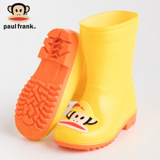 大嘴猴PaulFrank雨鞋男女儿童学生时尚卡通中筒防水胶鞋小孩雨靴宝宝水鞋 PF1011K 黄色 32