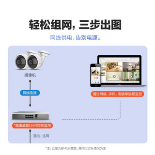 萤石摄像头 400万超清全彩增强版监控套装 C3W4MP+X5SC 8路6T硬盘1台摄像机 POE网线供电 家用室外 全彩夜视