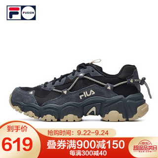 FILA FUSION 斐乐官方 猫爪鞋女 老爹鞋2020秋新款时尚运动鞋 黑-BK 35.5