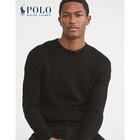 Ralph Lauren/拉夫劳伦男装 经典款绞花编结羊绒针织毛衫10167 B10-黑色 M