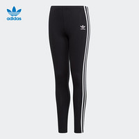 阿迪达斯官网 adidas 三叶草3STRIPES LEGGIN大童装紧身裤 DV2874 黑/白 152CM