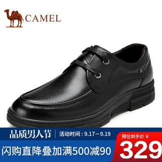 骆驼（CAMEL） 皮鞋男厚底防滑擦色系带正装商务鞋 A032211380 黑色 40