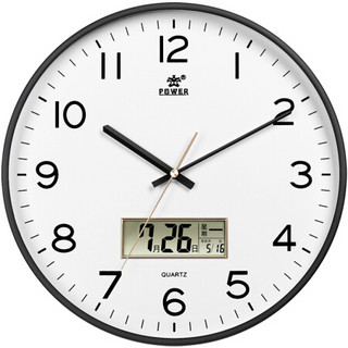 POWER 霸王 北欧简约客厅日历挂钟个性创意时钟家用时尚现代装饰石英钟表24010B6