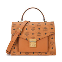 MCM 奢侈品 女士 干邑色印花logo单肩手提斜挎包 MWEAAPA01CO001