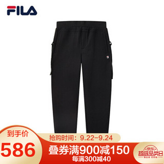 FILA 斐乐官方男士针织长裤2020秋季新款收口潮流运动休闲卫裤潮 正黑色-BK 170/80A/M