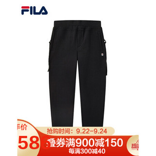 FILA 斐乐官方男士针织长裤2020秋季新款收口潮流运动休闲卫裤潮 正黑色-BK 170/80A/M