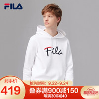 FILA 斐乐官方连帽卫衣男子 2020秋季新款字母休闲针织长袖连帽衫男子上衣 标准白-AWT 170/92A/M