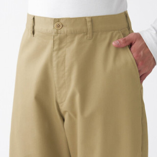 无印良品 muji labo 男女通用 弹力 丝光斜纹 宽版裤 米色 l
