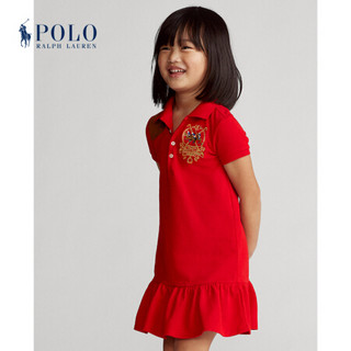 Ralph Lauren/拉夫劳伦女童 经典款图案网布Polo连衣裙33501 600-红色 3/3T