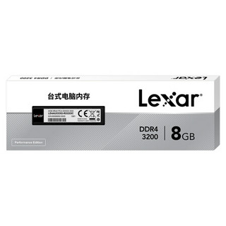 Lexar 雷克沙 DDR4 3200MHz 台式机内存 普条 黑色 8GB LD4AU008G-R3200C