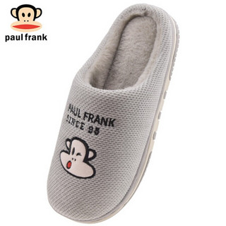 大嘴猴PaulFrank棉拖鞋女情侣款时尚居家室内客厅厚底保暖拖鞋男 PF867 灰色 270