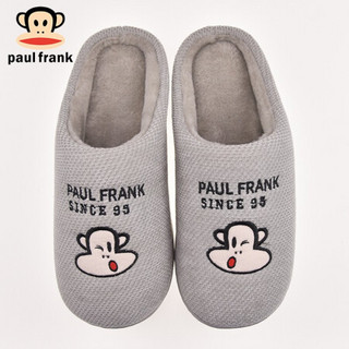 大嘴猴PaulFrank棉拖鞋女情侣款时尚居家室内客厅厚底保暖拖鞋男 PF867 灰色 270