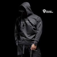 MSGD运动卫衣男士 新品秋冬季灰色拼接连帽宽松上衣 休闲潮流套头衫外套 Space Gray 深空灰 M