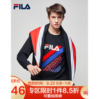 FILA 斐乐官方 男子圆领卫衣 2020秋季新款舒适休闲运动长袖衣 正黑色-BK 175/96A/L