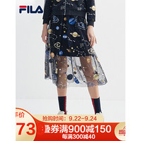 FILA 斐乐官方女子半身裙2020秋季新款时尚淑女绣花优雅休闲裙装 满绣-BK 175/74A/XL