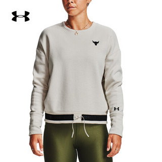 安德玛官方UA Project Rock强森女子抓绒运动卫衣Under Armour1357059 白色110 L