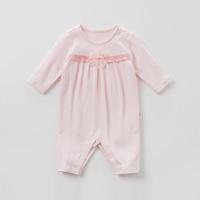 davebella戴维贝拉秋款新品女童连体衣 婴幼儿女宝宝哈衣爬服 浅粉 59cm(6M(建议身高59CM))