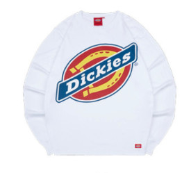 Dickies Logo印花长袖T恤男式袖口螺纹TEE新品DK007084 XL 白色