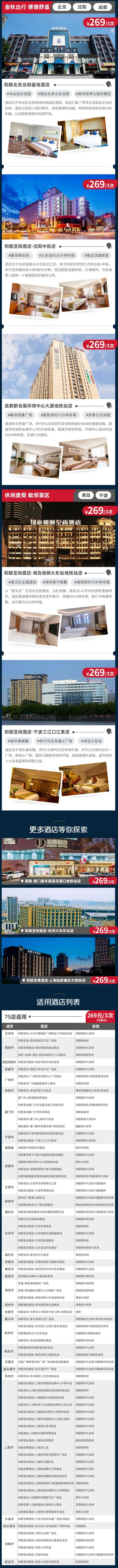 可拆分!首旅如家 全国32城75店 3小时钟点房 通兑房券