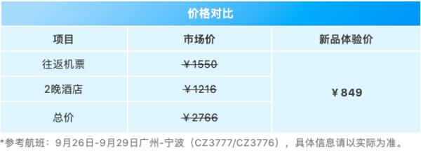 广州/珠海/大连-宁波/三亚/杭州/北京/重庆/西安往返含税机票+2晚酒店