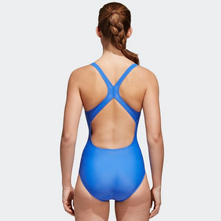 adidas 女士游泳衣新款保守遮肚修身显瘦专业连体泳衣 M 蓝紫