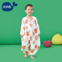 米乐鱼 婴儿睡袋初秋新品6层纱布睡袋宝宝防踢被儿童原创设计分腿长袖带脚套款睡袋 香果多100码