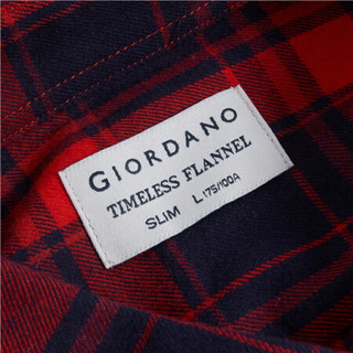 佐丹奴（Giordano） 衬衫 佐丹奴（Giordano）男装 衬衫法兰绒棉质格子修身长袖衬衫01040859 05蓝/红 中码