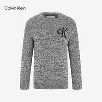 CK Jeans 2020秋冬款 男装撞色LOGO时尚针织衫 J316592 BEH-黑灰色 M