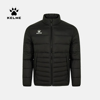 KELME/卡尔美 男士短款羽绒服休闲商务纯色保暖上衣冬季新款鸭绒加厚外套 黑色 L