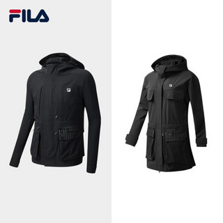 FILA ATHLETICS斐乐情侣套装外套2020秋季新款连帽机能风工装外套 深黑-BK,BK 男-M码 女-S码