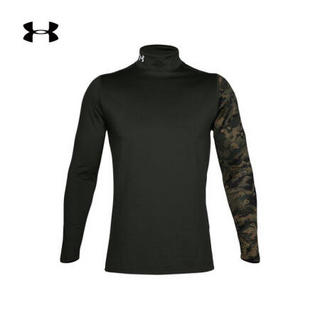 安德玛官方UA ColdGear男子印花高领运动长袖T恤Under Armour1360577 绿色310 XL