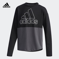 阿迪达斯官网 adidas B ES LS TEE1 大童装训练运动长袖上衣DU9751 黑色/淡灰 116CM