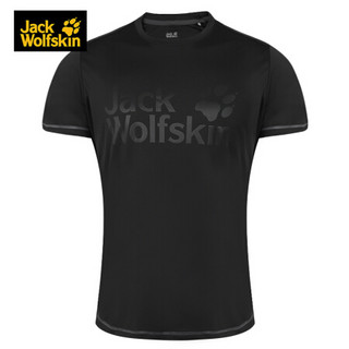 JackWolfskin/狼爪官方T恤男装夏季新款户外运动透气舒适轻薄耐磨干爽圆领短袖1806511 1806511-6000/黑色 M 175/96A