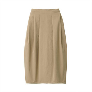 無印良品 MUJI 無印良品  女式 不易沾水 弹力丝光斜纹 灯笼裙 米色 XL