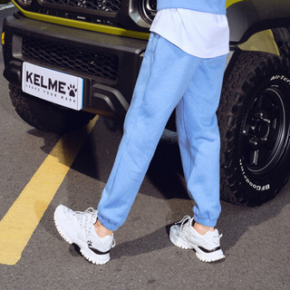 KELME/卡尔美 秋冬休闲宽松长裤女显瘦束脚裤百搭学生复古直筒裤 CK60402012 浅蓝色 S/155