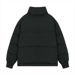乐卡克法国公鸡字母提花设计立领保暖短装羽绒服女 黑色 XL
